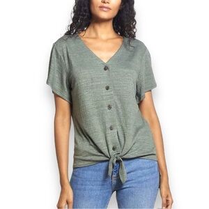 Weatherproof Vintage Women's Size XL Button & Tie Front Top Poly-Rayon-Spandex